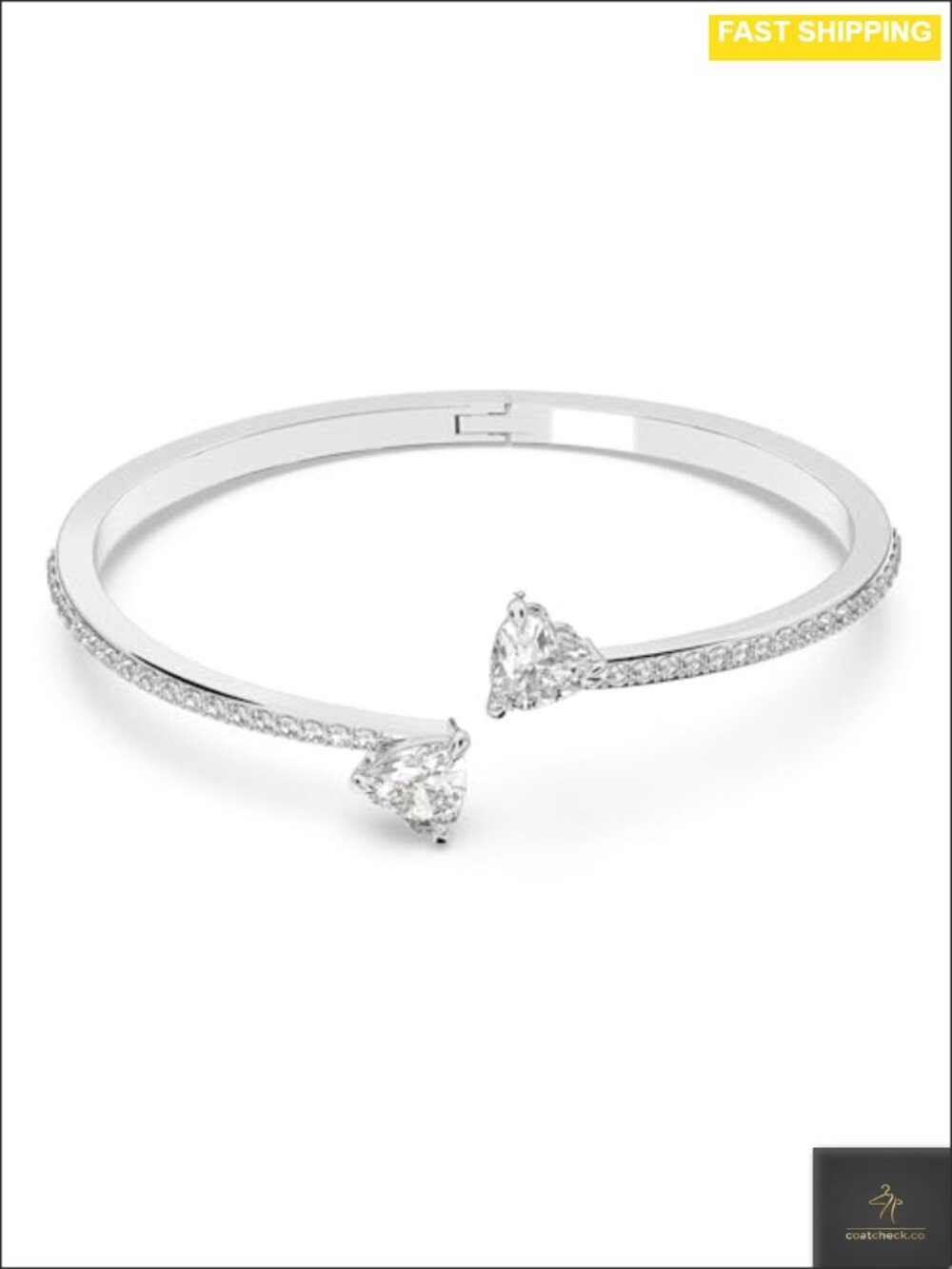 Swarovski Heart Crystal Rhodium Finished Bangle Bracelet